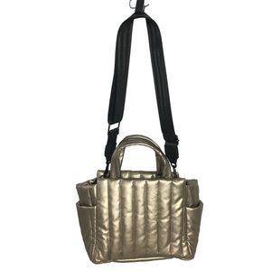 Think Royln Vegan Leather Crossbody Bag Bronze Paxton Top Handle Side Pockets